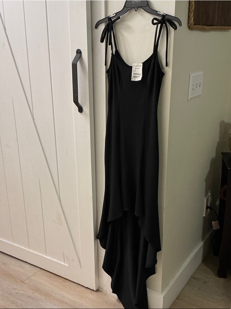 Bebe Black High-Low Slip Dress With Tie Straps